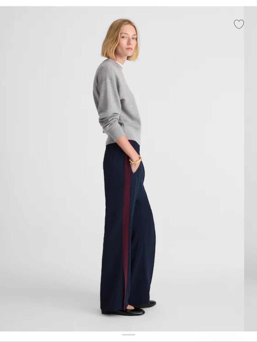 Madewell Pull-On Bootcut Track Pants in Navy W Burgundy Small G146
